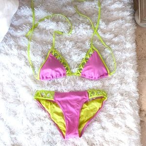 Victoria’s Secret sz sm lime green & purple bikini
